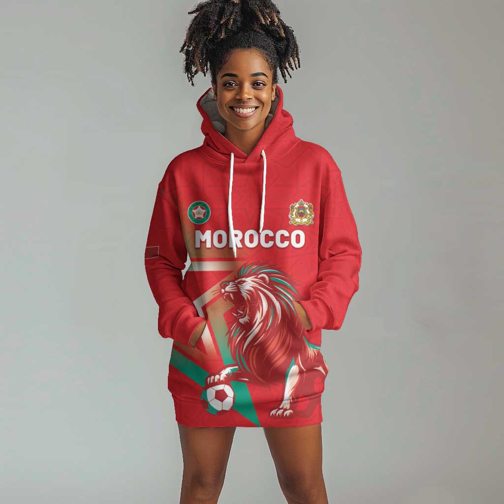 Custom Morocco WC Football 2026 Hoodie Dress Go Champions Lion Spirit - African Pride