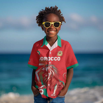 Custom Morocco WC Football 2026 Kid Hawaiian Shirt Go Champions Lion Spirit - African Pride