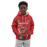 Custom Morocco WC Football 2026 Kid Hoodie Go Champions Lion Spirit - African Pride