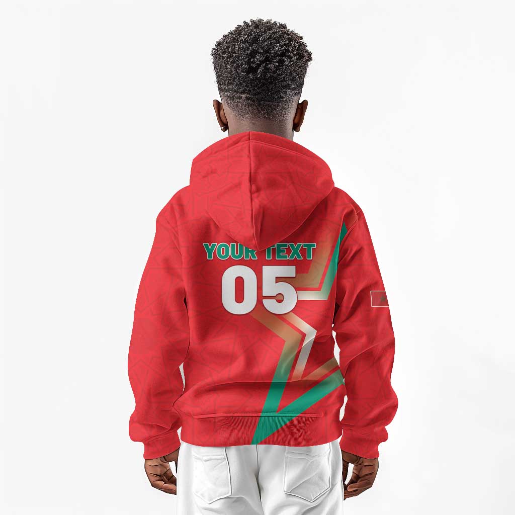 Custom Morocco WC Football 2026 Kid Hoodie Go Champions Lion Spirit - African Pride