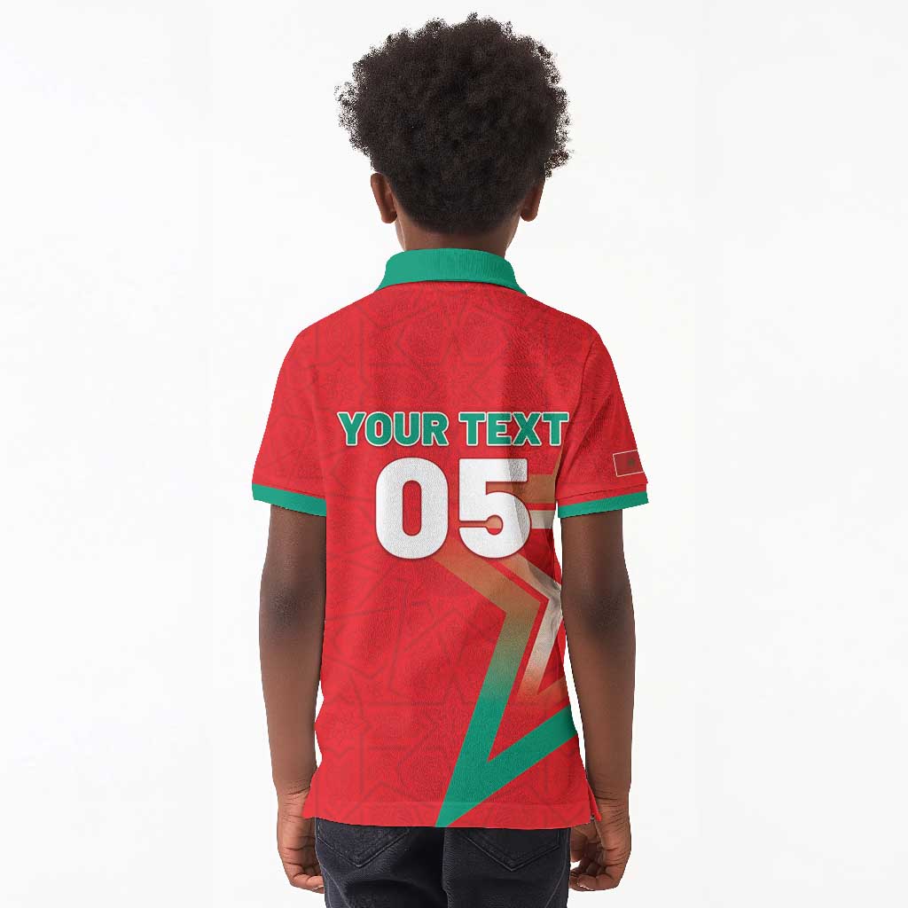 Custom Morocco WC Football 2026 Kid Polo Shirt Go Champions Lion Spirit - African Pride