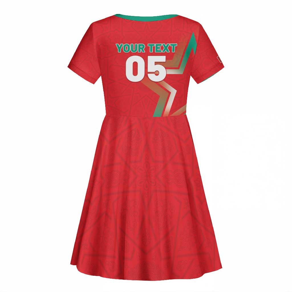 Custom Morocco WC Football 2026 Kid Short Sleeve Dress Go Champions Lion Spirit - African Pride