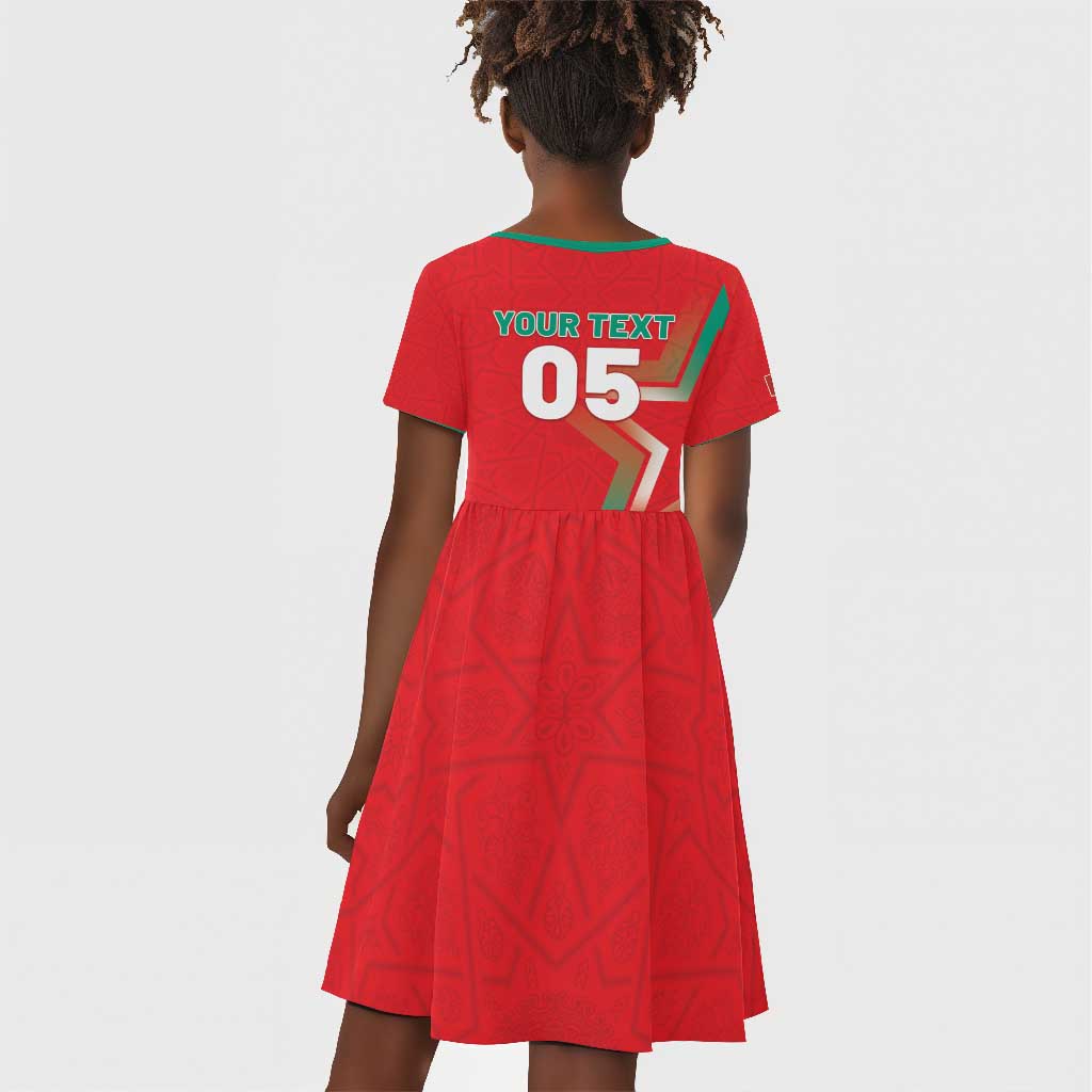 Custom Morocco WC Football 2026 Kid Short Sleeve Dress Go Champions Lion Spirit - African Pride