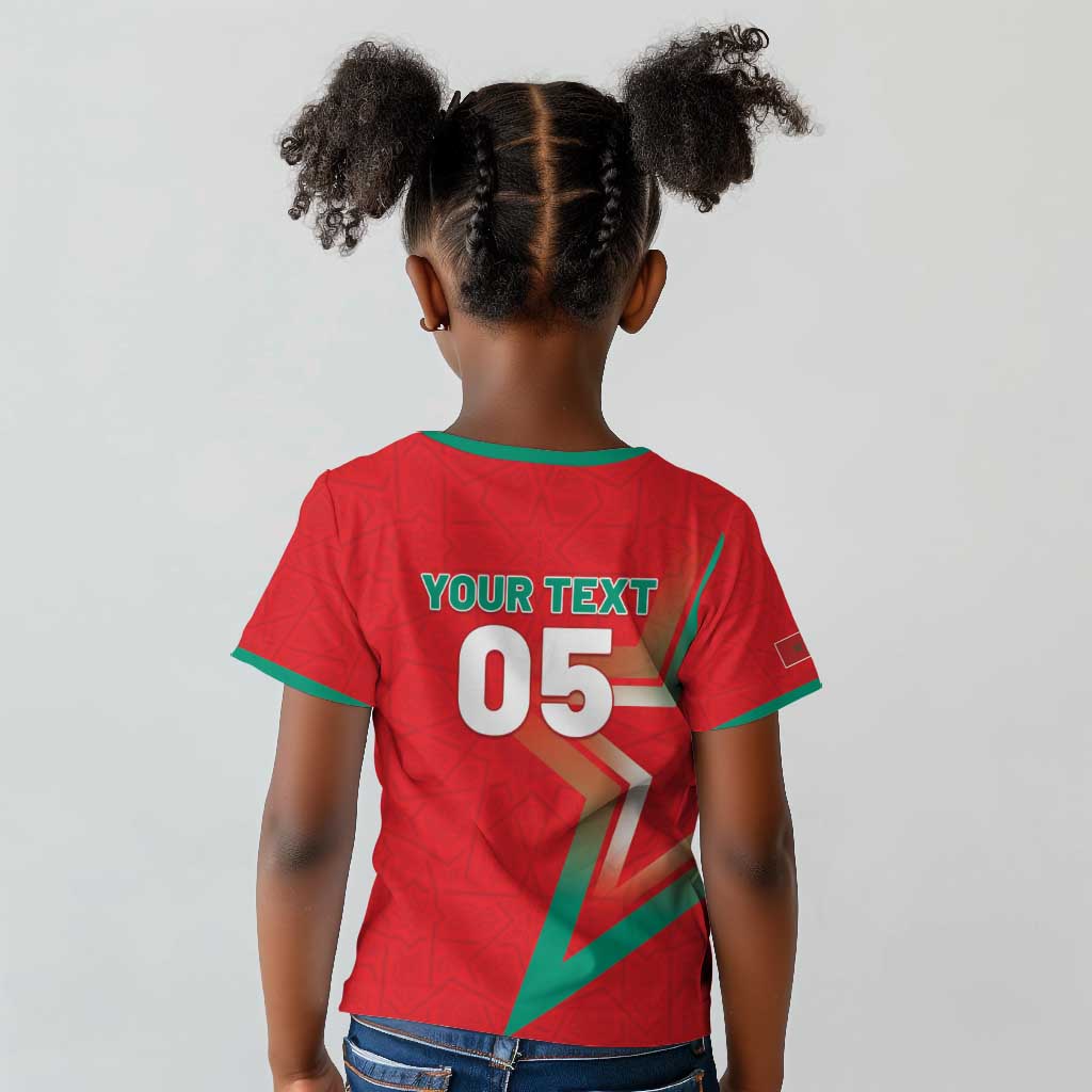 Custom Morocco WC Football 2026 Kid T shirt Go Champions Lion Spirit - African Pride