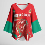 Custom Morocco WC Football 2026 Kimono Sleeve Blouse Go Champions Lion Spirit - African Pride
