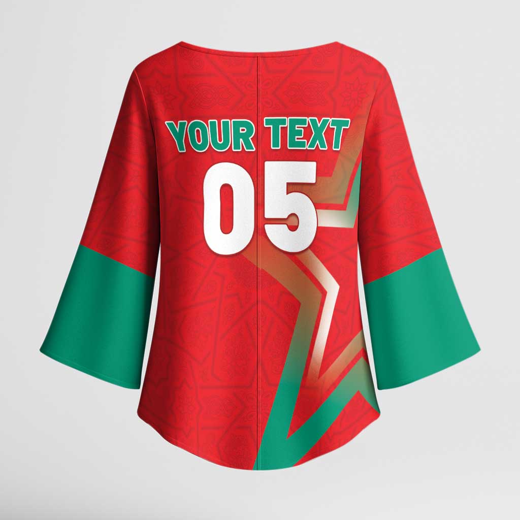 Custom Morocco WC Football 2026 Kimono Sleeve Blouse Go Champions Lion Spirit - African Pride
