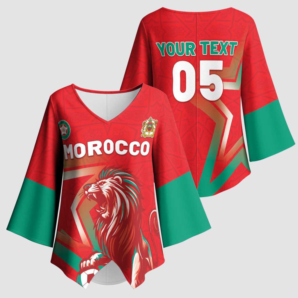 Custom Morocco WC Football 2026 Kimono Sleeve Blouse Go Champions Lion Spirit - African Pride