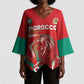 Custom Morocco WC Football 2026 Kimono Sleeve Blouse Go Champions Lion Spirit - African Pride