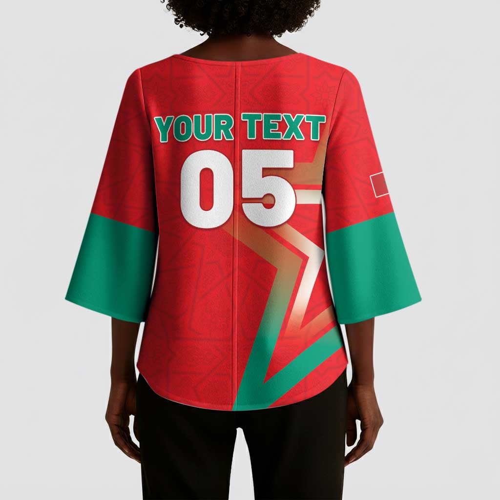 Custom Morocco WC Football 2026 Kimono Sleeve Blouse Go Champions Lion Spirit - African Pride
