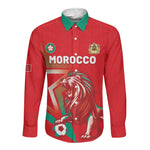 Custom Morocco WC Football 2026 Long Sleeve Button Shirt Go Champions Lion Spirit - African Pride