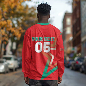 Custom Morocco WC Football 2026 Long Sleeve Shirt Go Champions Lion Spirit - African Pride