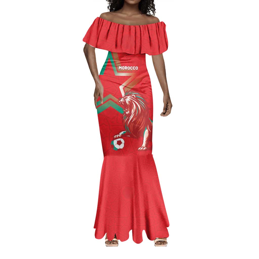 Custom Morocco WC Football 2026 Mermaid Dress Go Champions Lion Spirit - African Pride