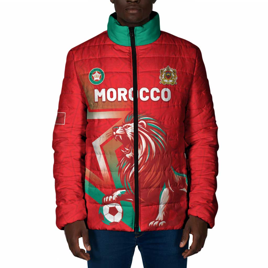 Custom Morocco WC Football 2026 Padded Jacket Go Champions Lion Spirit - African Pride