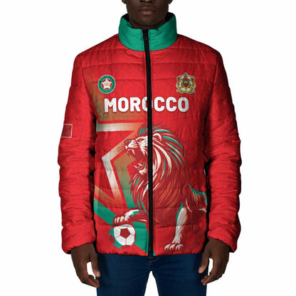 Custom Morocco WC Football 2026 Padded Jacket Go Champions Lion Spirit - African Pride