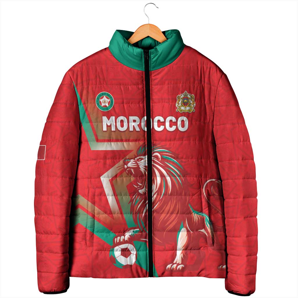 Custom Morocco WC Football 2026 Padded Jacket Go Champions Lion Spirit - African Pride