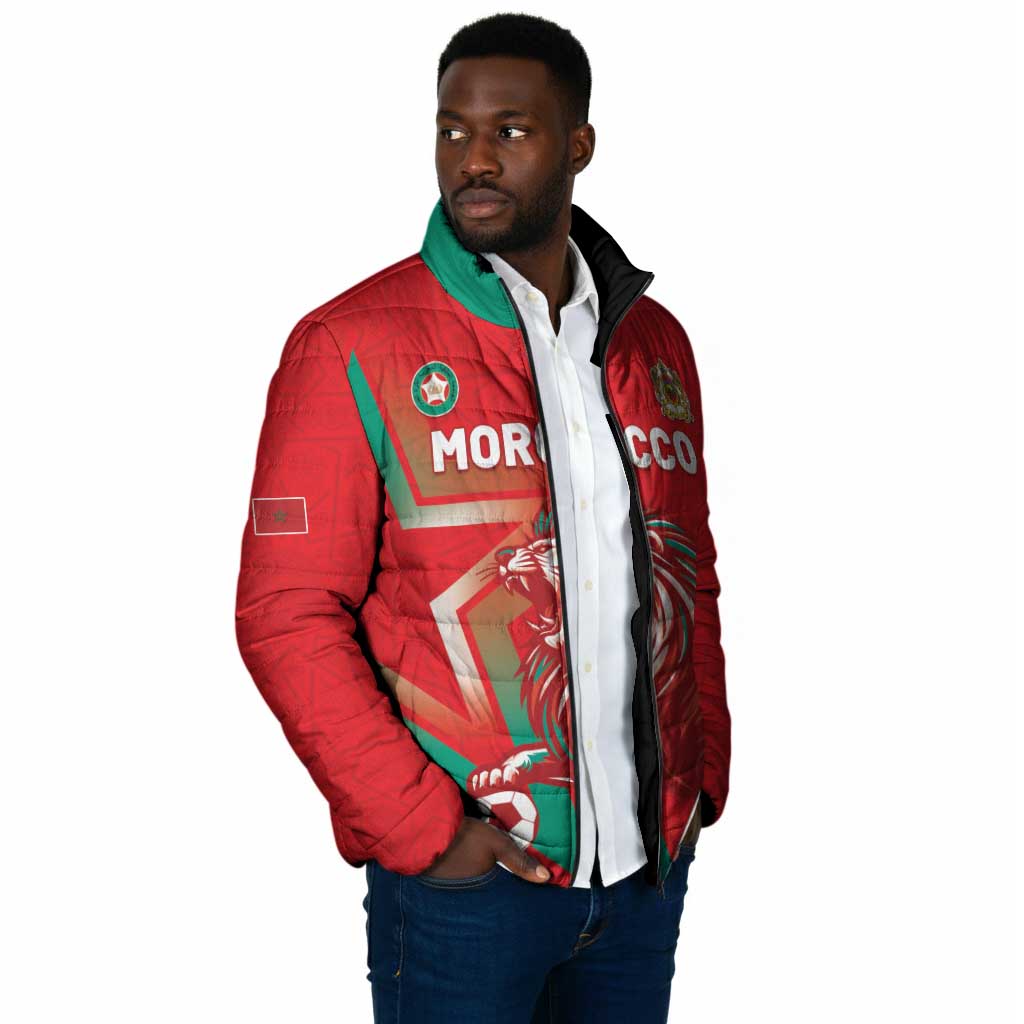 Custom Morocco WC Football 2026 Padded Jacket Go Champions Lion Spirit - African Pride