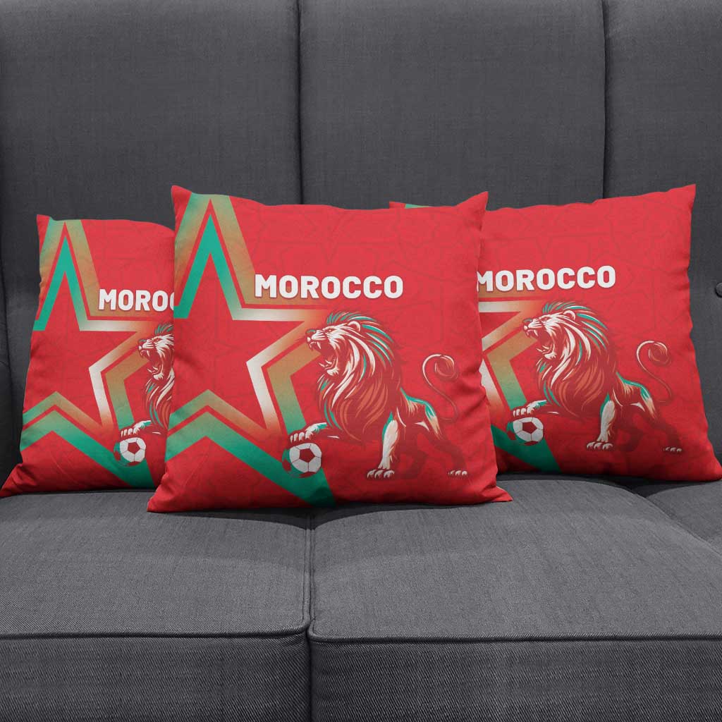 Morocco WC Football 2026 Pillow Cover Go Champions Lion Spirit - African Pride