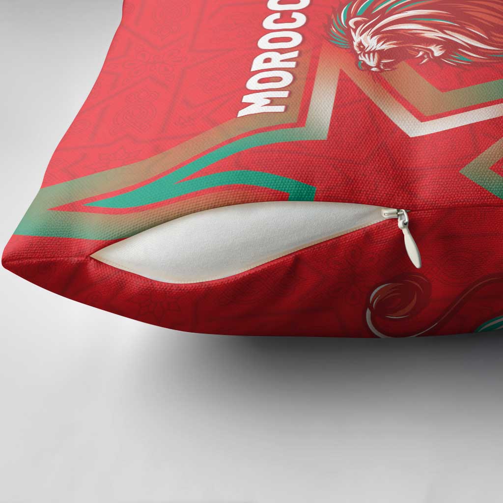 Morocco WC Football 2026 Pillow Cover Go Champions Lion Spirit - African Pride