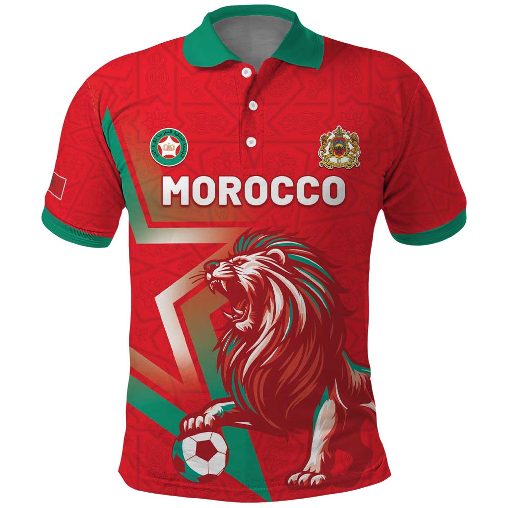 Custom Morocco WC Football 2026 Polo Shirt Go Champions Lion Spirit - African Pride