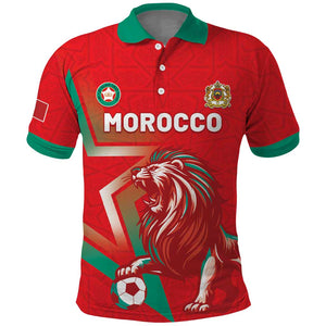 Custom Morocco WC Football 2026 Polo Shirt Go Champions Lion Spirit LT05