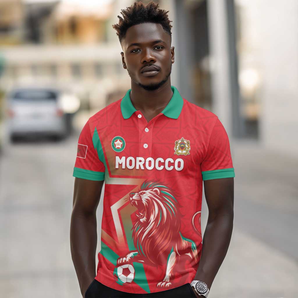 Custom Morocco WC Football 2026 Polo Shirt Go Champions Lion Spirit LT05