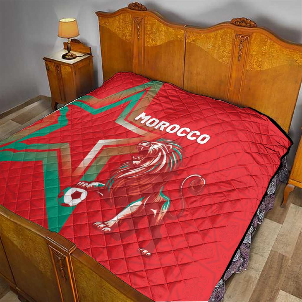 Morocco WC Football 2026 Quilt Go Champions Lion Spirit - African Pride