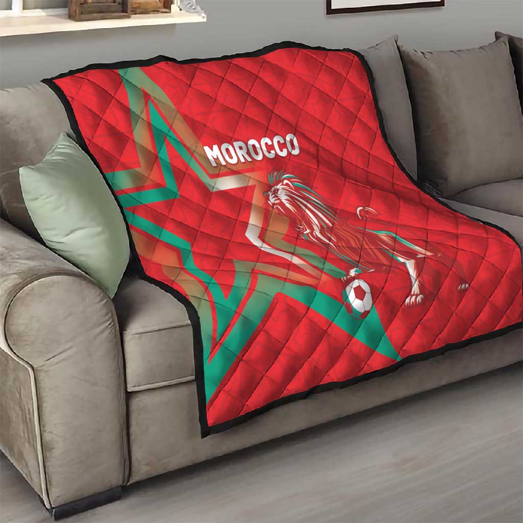 Morocco WC Football 2026 Quilt Go Champions Lion Spirit - African Pride