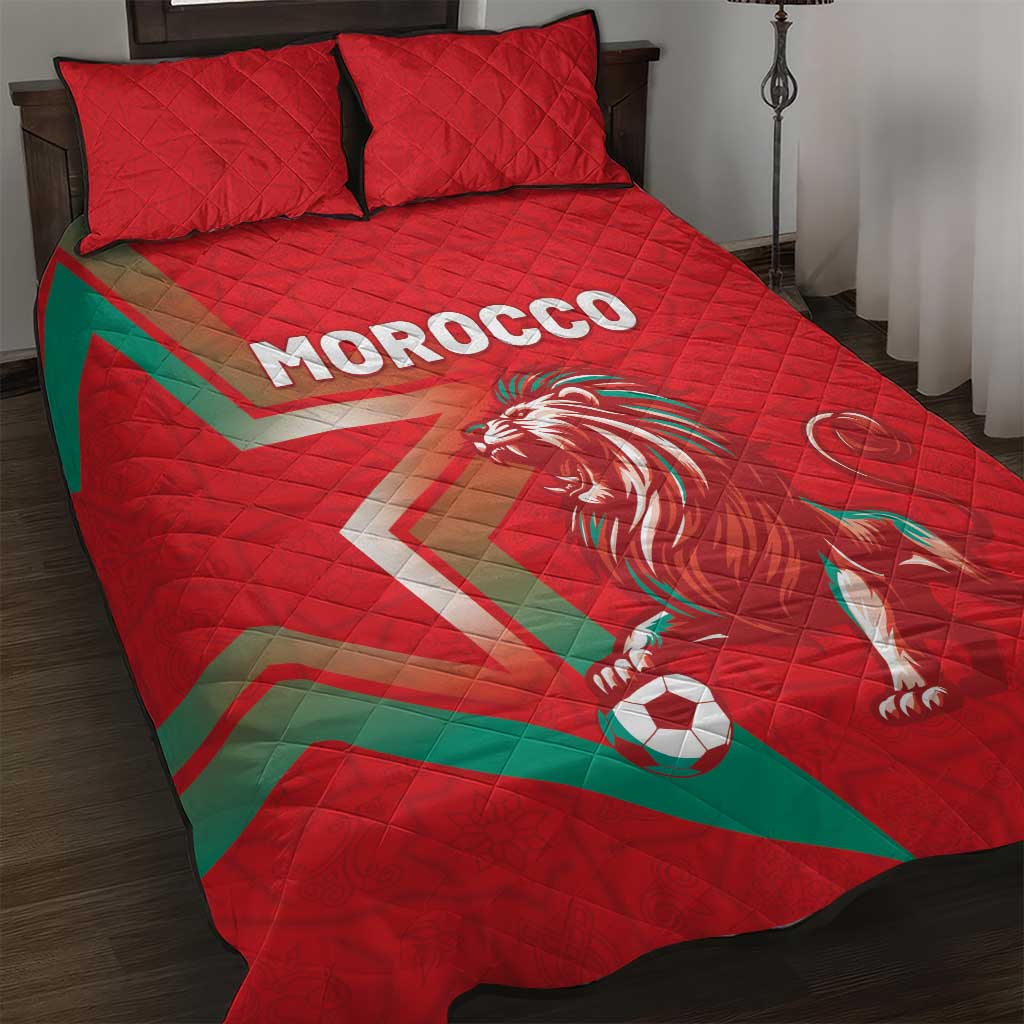 Morocco WC Football 2026 Quilt Bed Set Go Champions Lion Spirit - African Pride