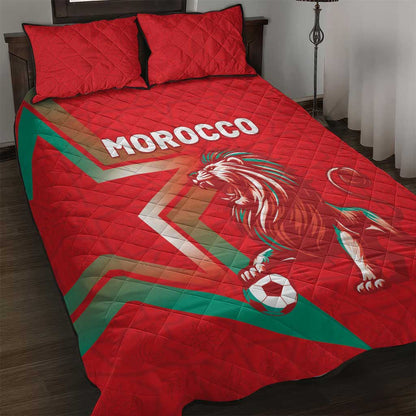 Morocco WC Football 2026 Quilt Bed Set Go Champions Lion Spirit - African Pride
