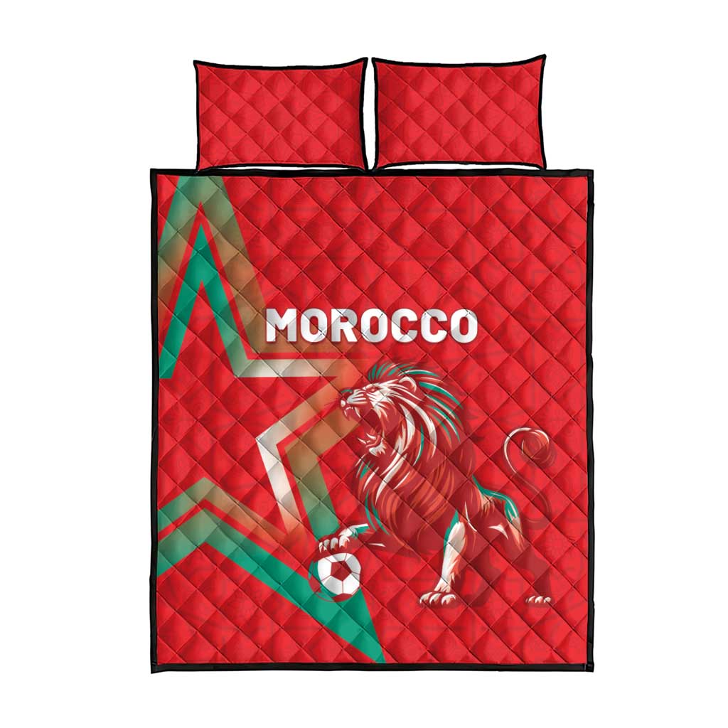 Morocco WC Football 2026 Quilt Bed Set Go Champions Lion Spirit - African Pride