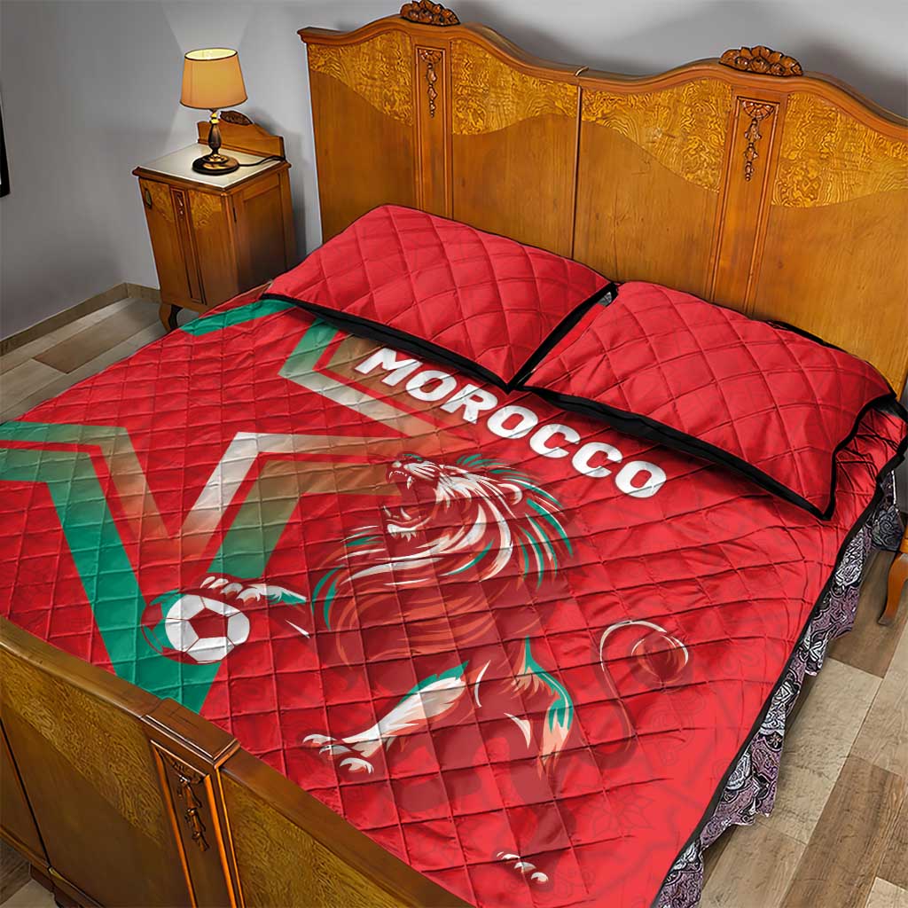 Morocco WC Football 2026 Quilt Bed Set Go Champions Lion Spirit - African Pride