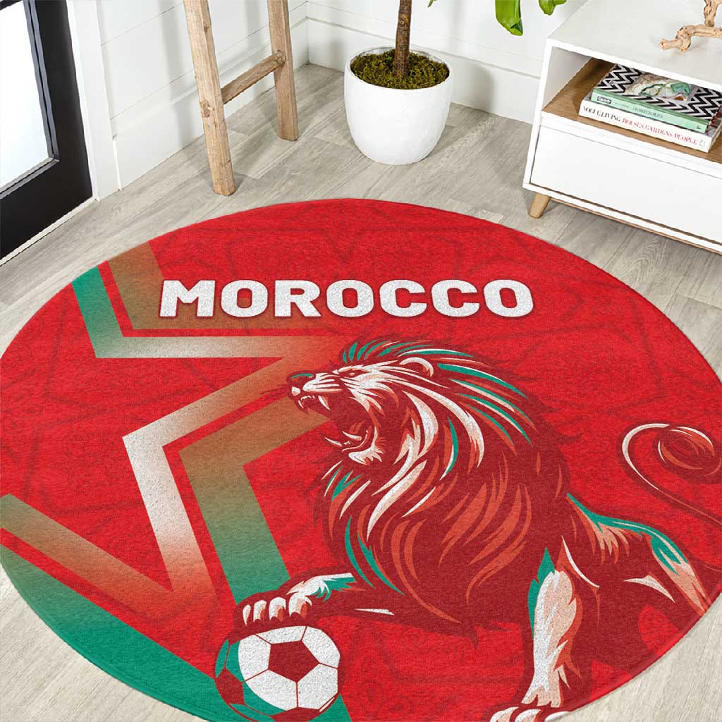 Morocco WC Football 2026 Round Carpet Go Champions Lion Spirit - African Pride