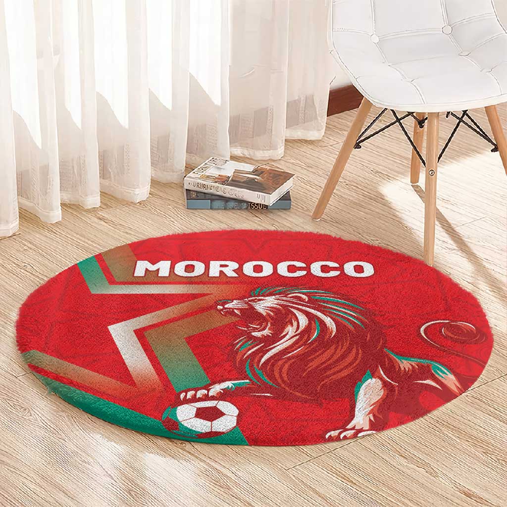 Morocco WC Football 2026 Round Carpet Go Champions Lion Spirit - African Pride