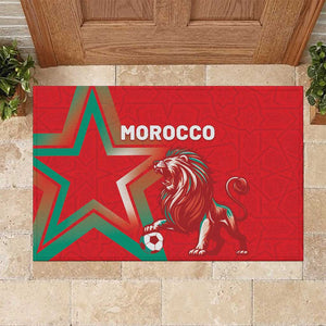 Morocco WC Football 2026 Rubber Doormat Go Champions Lion Spirit - African Pride