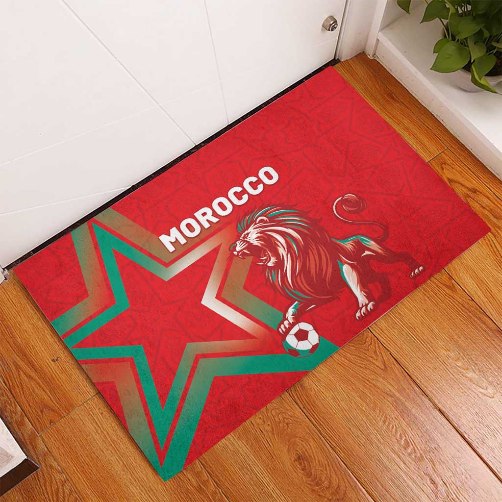 Morocco WC Football 2026 Rubber Doormat Go Champions Lion Spirit - African Pride