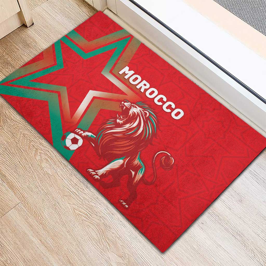 Morocco WC Football 2026 Rubber Doormat Go Champions Lion Spirit - African Pride
