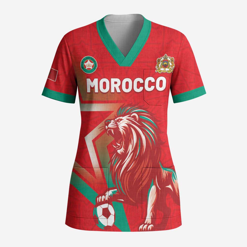 Custom Morocco WC Football 2026 Scrub Top Go Champions Lion Spirit - African Pride