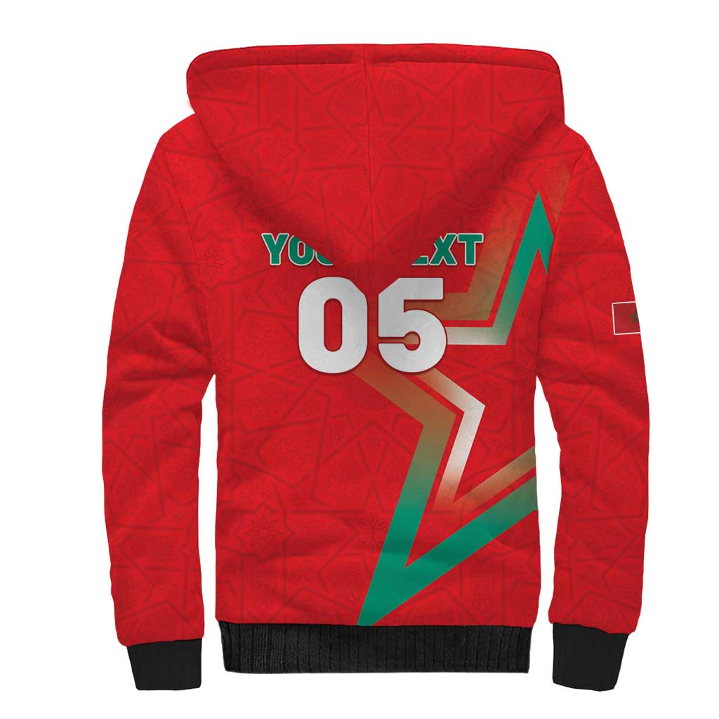 Custom Morocco WC Football 2026 Sherpa Hoodie Go Champions Lion Spirit - African Pride