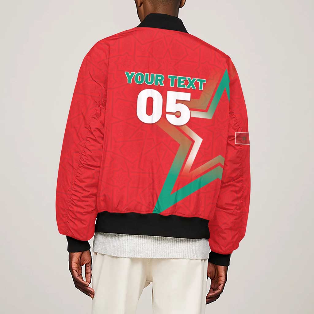 Custom Morocco WC Football 2026 Sleeve Zip Bomber Jacket Go Champions Lion Spirit - African Pride