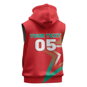 Custom Morocco WC Football 2026 Sleeveless Hoodie Go Champions Lion Spirit - African Pride