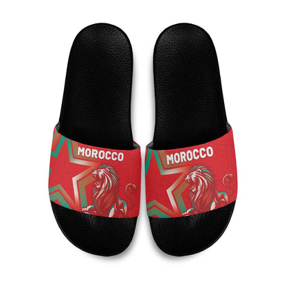 Morocco WC Football 2026 Slide Sandals Go Champions Lion Spirit - African Pride