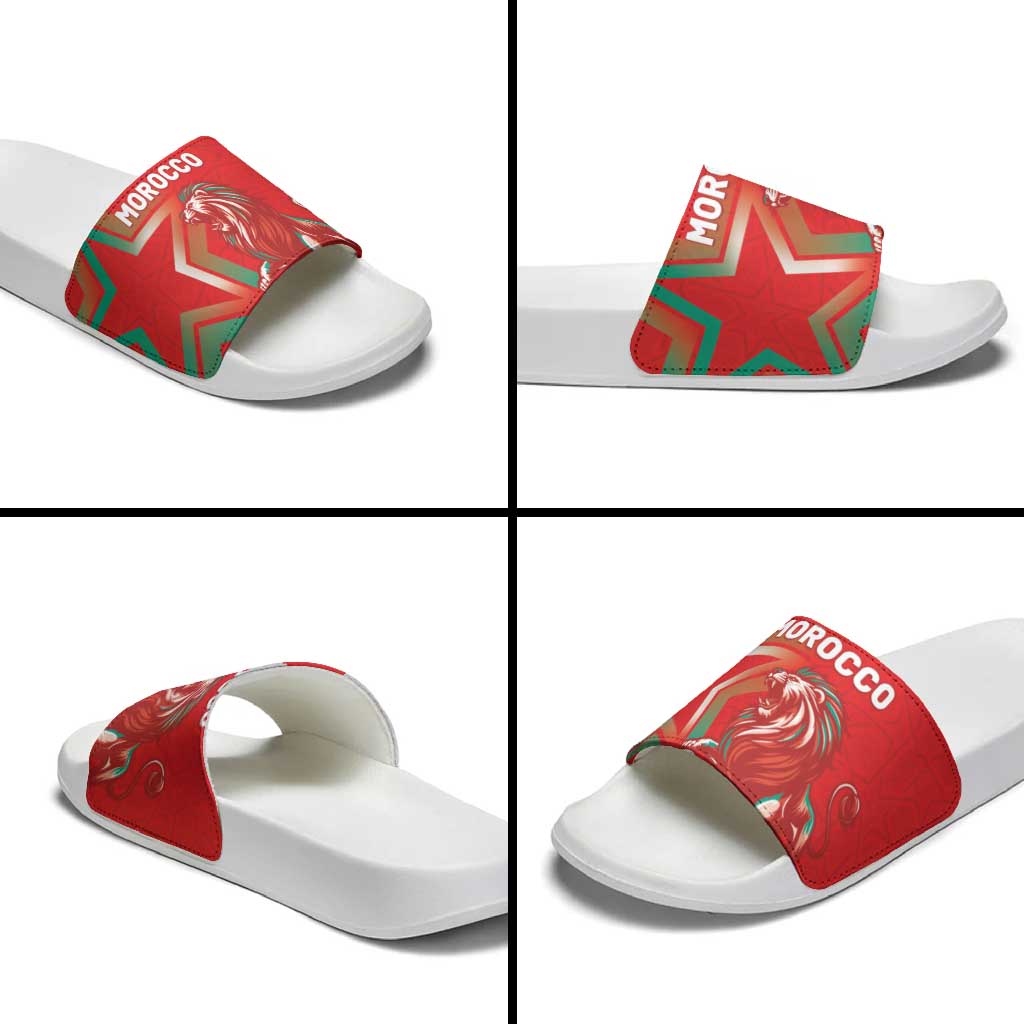 Morocco WC Football 2026 Slide Sandals Go Champions Lion Spirit - African Pride