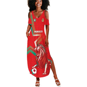Custom Morocco WC Football 2026 Summer Maxi Dress Go Champions Lion Spirit - African Pride