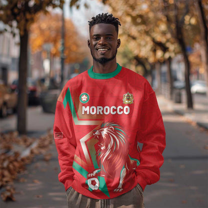 Custom Morocco WC Football 2026 Sweatshirt Go Champions Lion Spirit - African Pride
