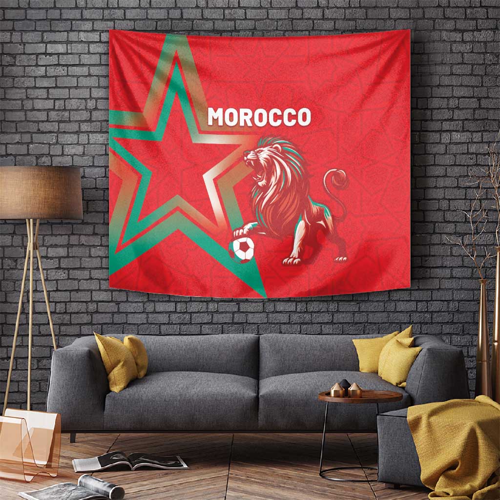 Morocco WC Football 2026 Tapestry Go Champions Lion Spirit - African Pride