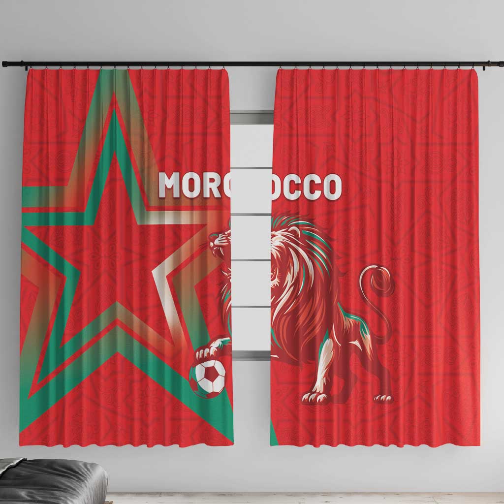 Morocco WC Football 2026 Window Curtain Go Champions Lion Spirit - African Pride