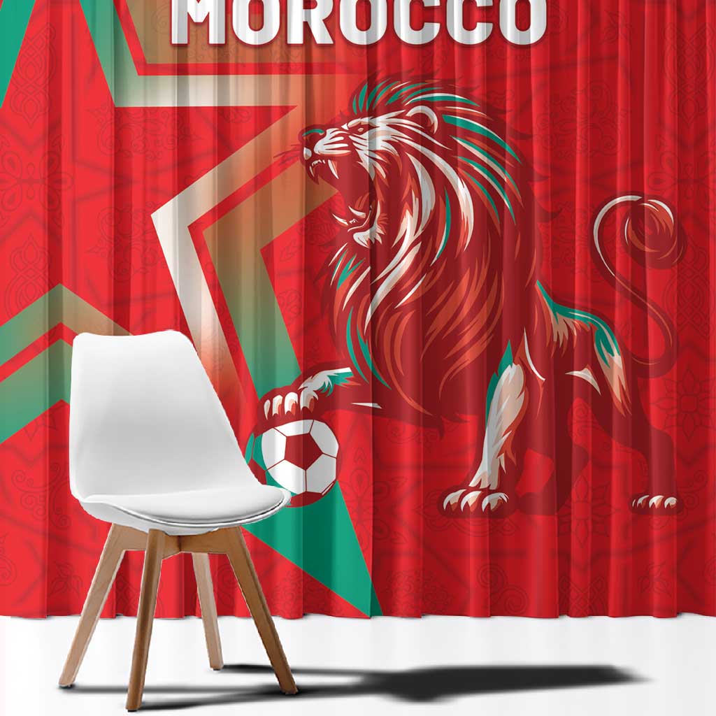 Morocco WC Football 2026 Window Curtain Go Champions Lion Spirit - African Pride