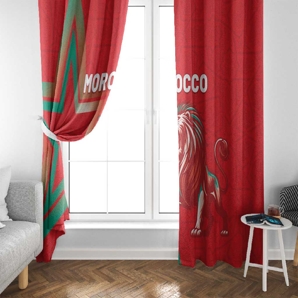 Morocco WC Football 2026 Window Curtain Go Champions Lion Spirit - African Pride
