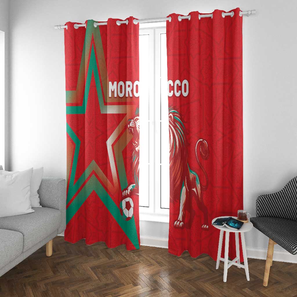 Morocco WC Football 2026 Window Curtain Go Champions Lion Spirit - African Pride