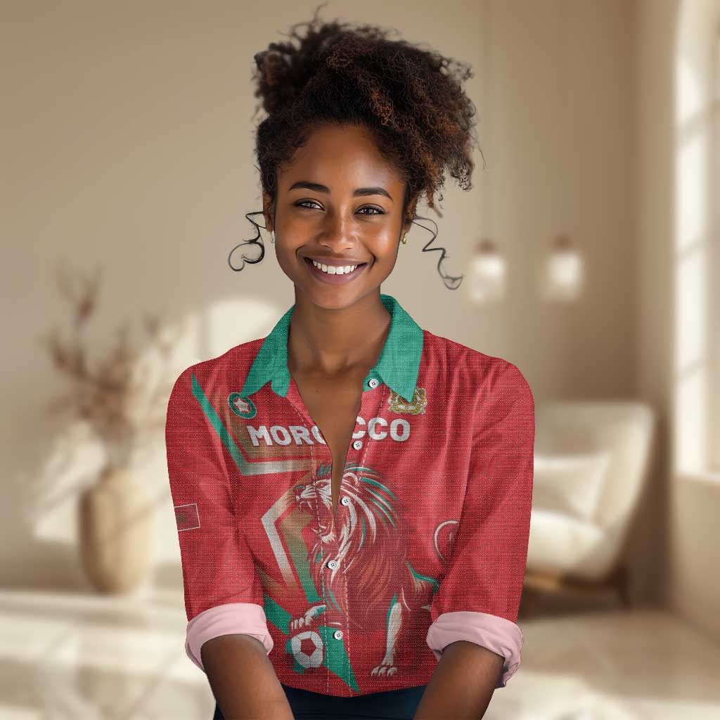 Custom Morocco WC Football 2026 Women Casual Shirt Go Champions Lion Spirit - African Pride